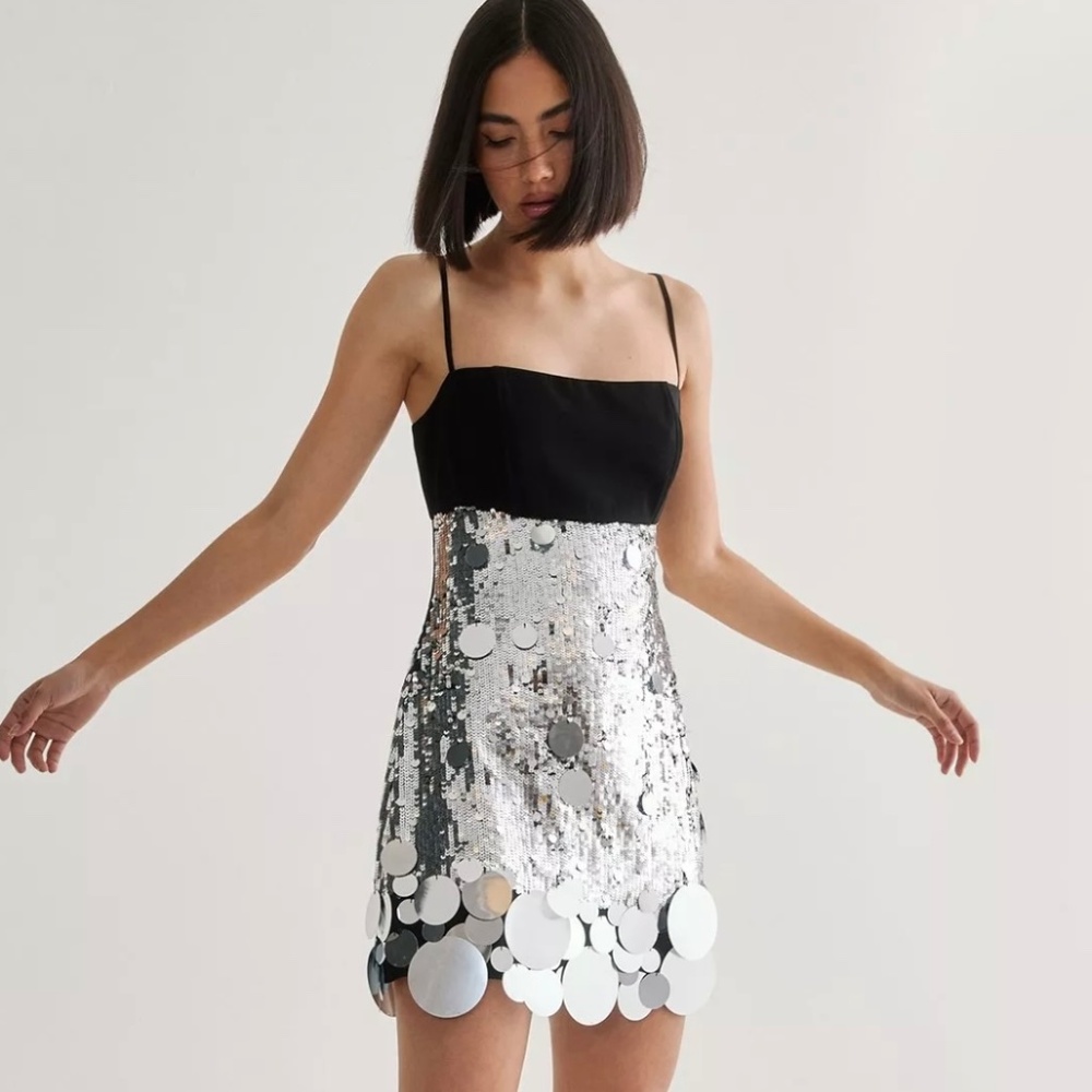 Sequin Disc Hem Mini Dress